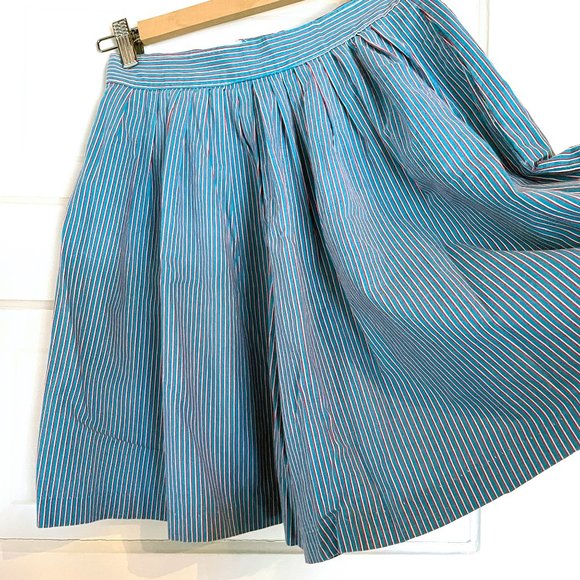 Vintage Striped Skort with Pockets - Turqoise with Red and White - Size 2 - XS - Picture 6 of 6